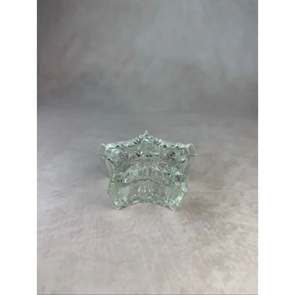 Vintage Clear Celestial Star Lidded Trinket Dish 90s